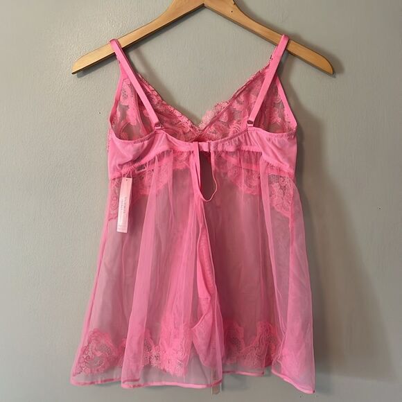 New! Victoria's Secret Very Sexy Sheer Boho Floral Embroidery Babydoll size L - Picture 6 of 13